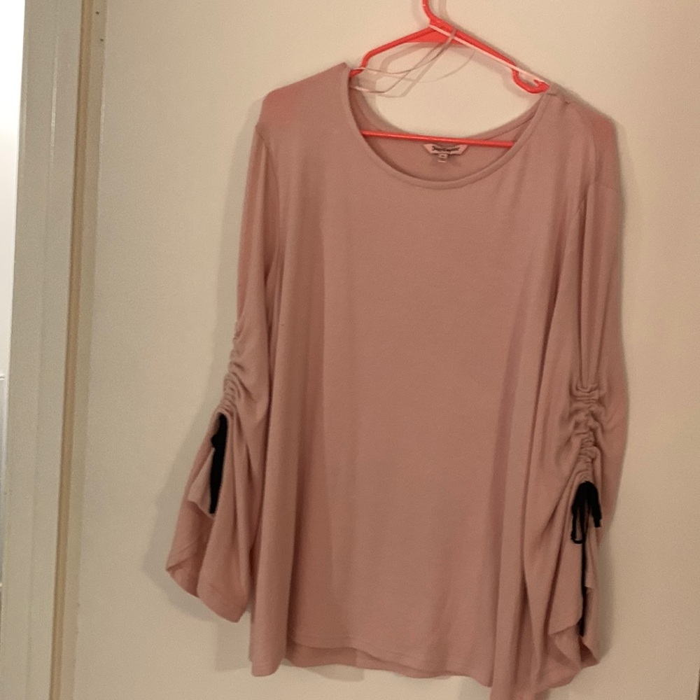 Sweater - Juicy Couture, size XL.  Pale pink with black ties on sleeves.